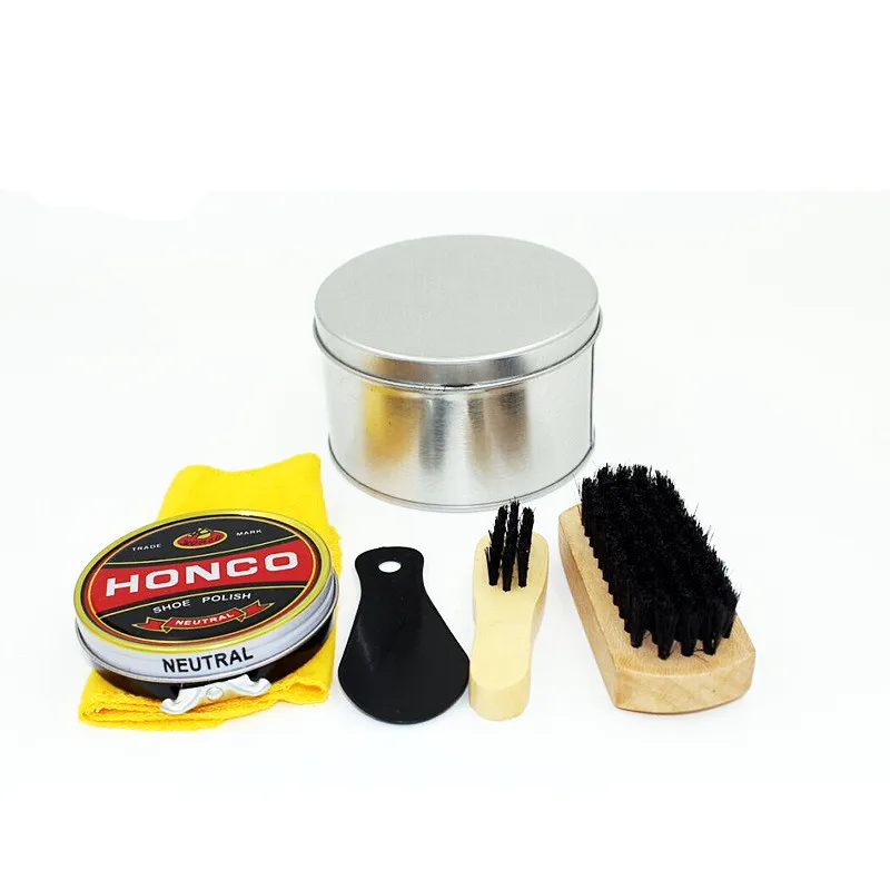 product hot sale hotel shoe polish tool wooden brush 5 pcs shoe care kits daily shoe care set-5