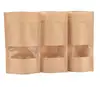 stand up kraft paper package without printing with clear square window