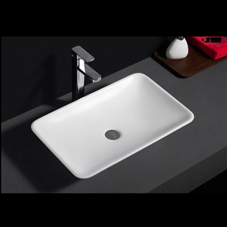 583 Wholesale white glaze plain flat european ceramic bathroom sinks for restaurant