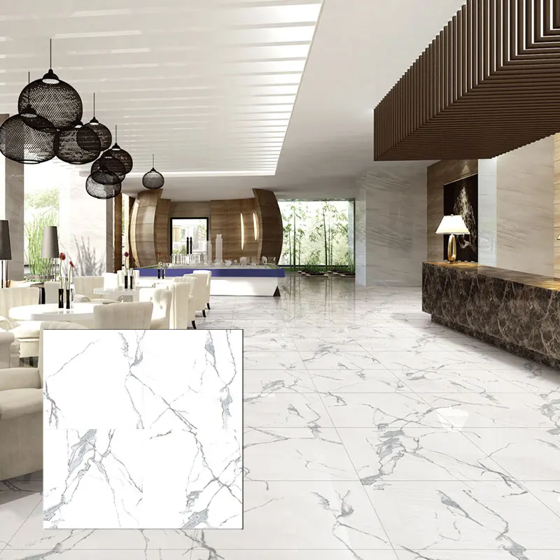 24x24 Bathroom Super White Carrara Marble Ceramic Porcelain Floor