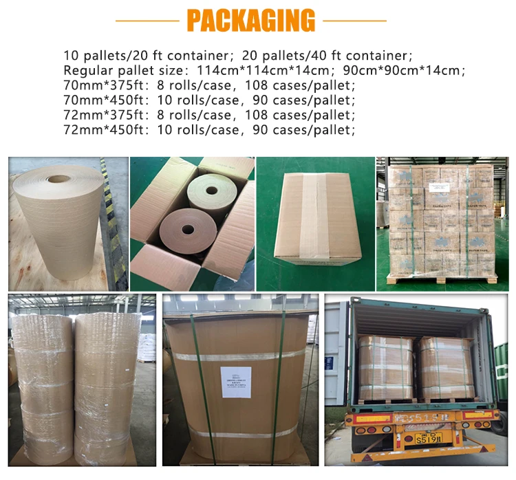 Eco Friendly Biodegradable Reinforced Kraft Paper Tape For Packing