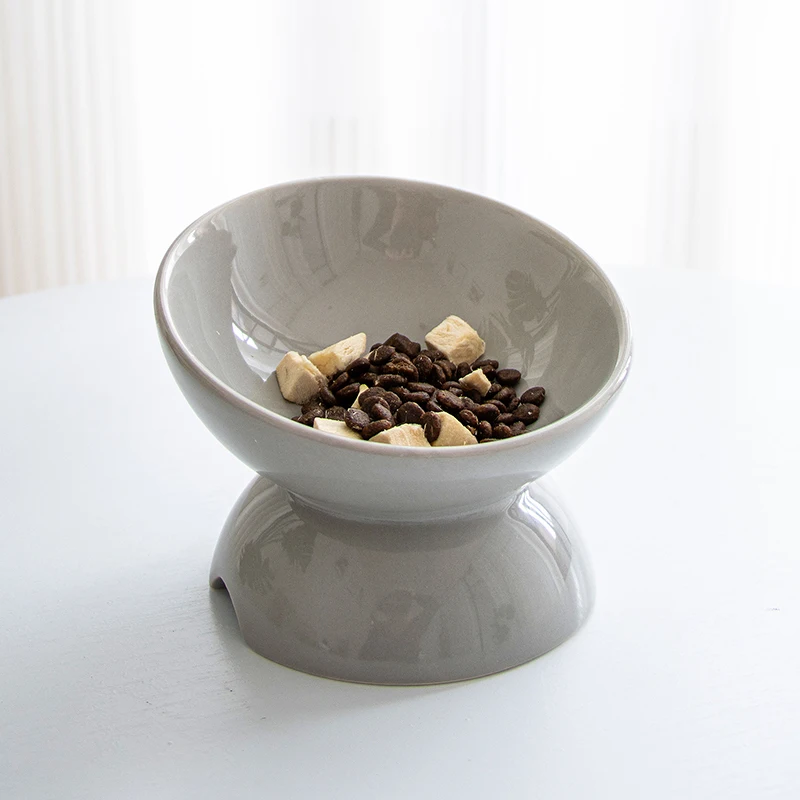 Leyou Ceramic Raised Cat Bowls Slanted Cat Dish Food Or Water Bowls