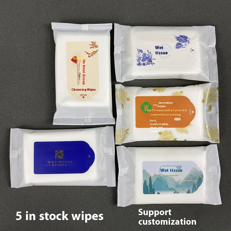Promotion  Custom Small Order 5-Pcs Eco-friendly Wet Wipes  for Hotel Catering Advertising Exhibitions Weddings factory