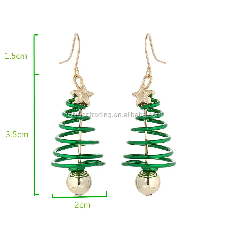 Green Ear Studs Christmas Tree Earring Cheap Beautiful Fresh Spiral Star Earring
