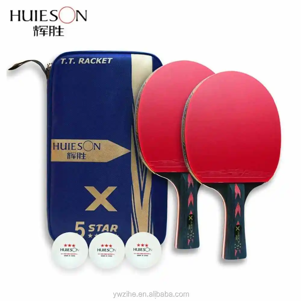 Huieson 4Star Table Tennis Paddle Bat Racket w/ Carrier Bag 3 Ping Pong Ball ACC 
