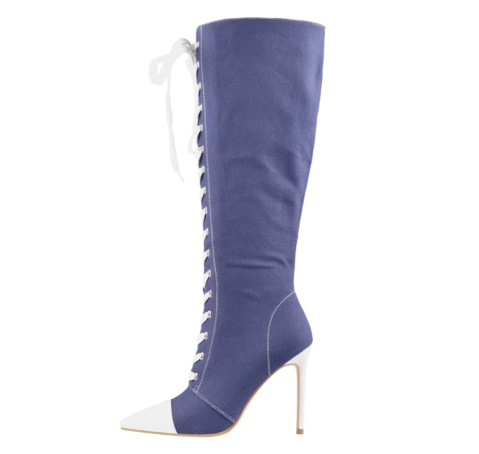 ladies blue knee high boots