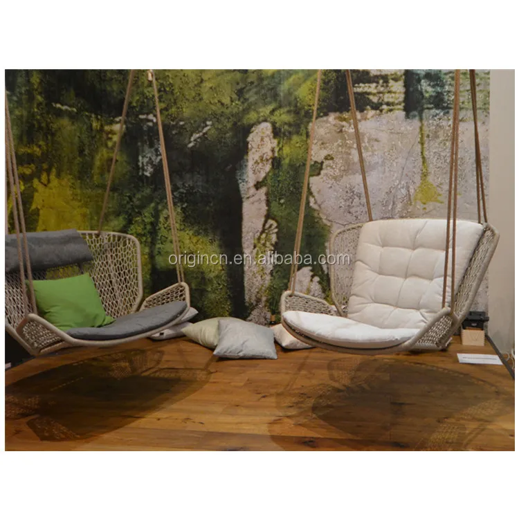 Outdoor Furniture Modern Style Metal Frame Rope Weave Patio Swing Chair