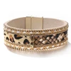 Women Trendy Multilayer Leather Animal Print Metal Beads Wrap Bracelet Multilayer Snakeskin Leopard Wrap Cuff Charm Bracelets