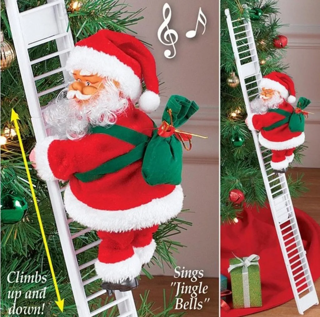 1 Set-6 PC Climbs Up and Down Climbing Santa Claus Decoration with Face Mask Christmas Ornament Gift The Battery is Not Included in The Product Electric Climbing Battery Operated Toys 
