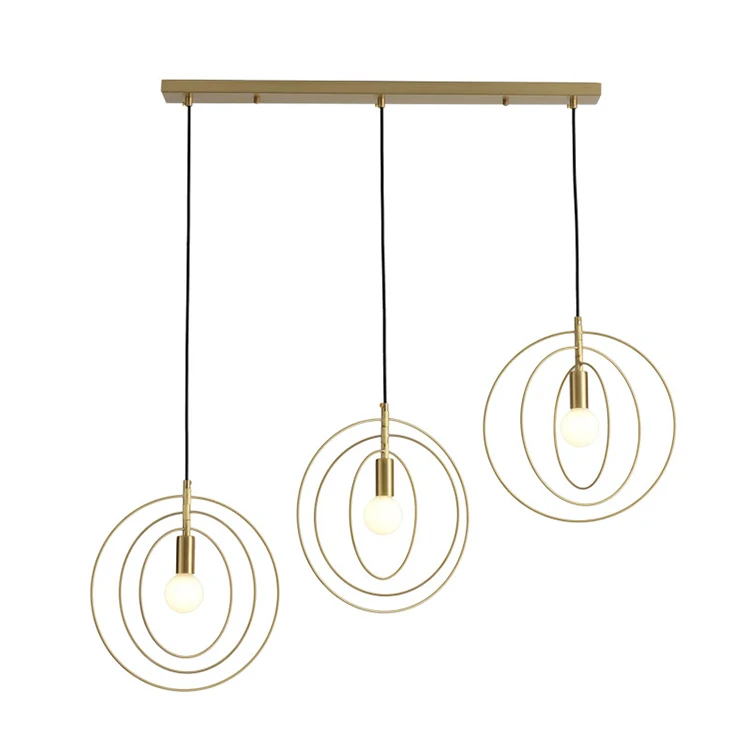 Nordic metal living room bedroom restaurant modern led light bulb zhongshan ring light 18 inch pendant light