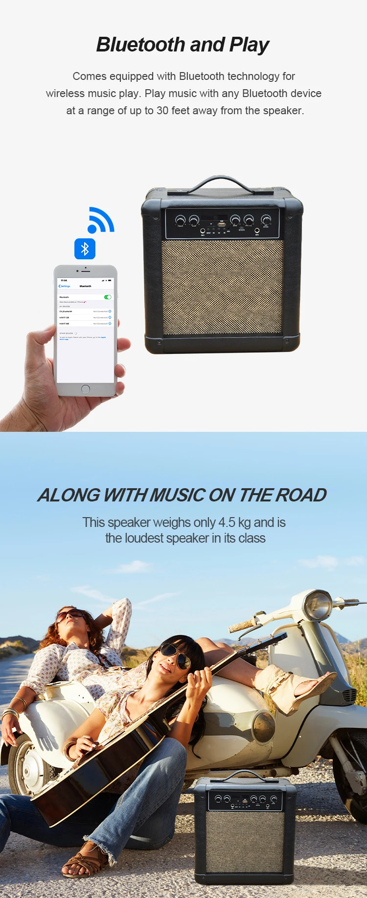 Retro PU Leather 20W Karaoke Microphone Bluetooth Speaker With Built in Battery - ANKUX.COM