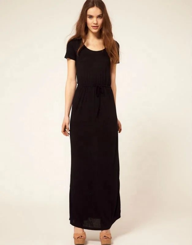 Vestido negro largo casual Clearance