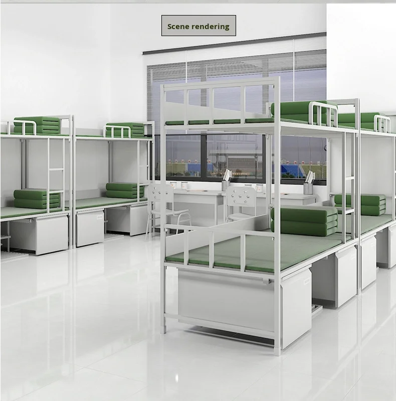 product wholesale custom heavy duty metal double bunk bed detachable knock down single bed frame for school bedroom apartment hospital-8