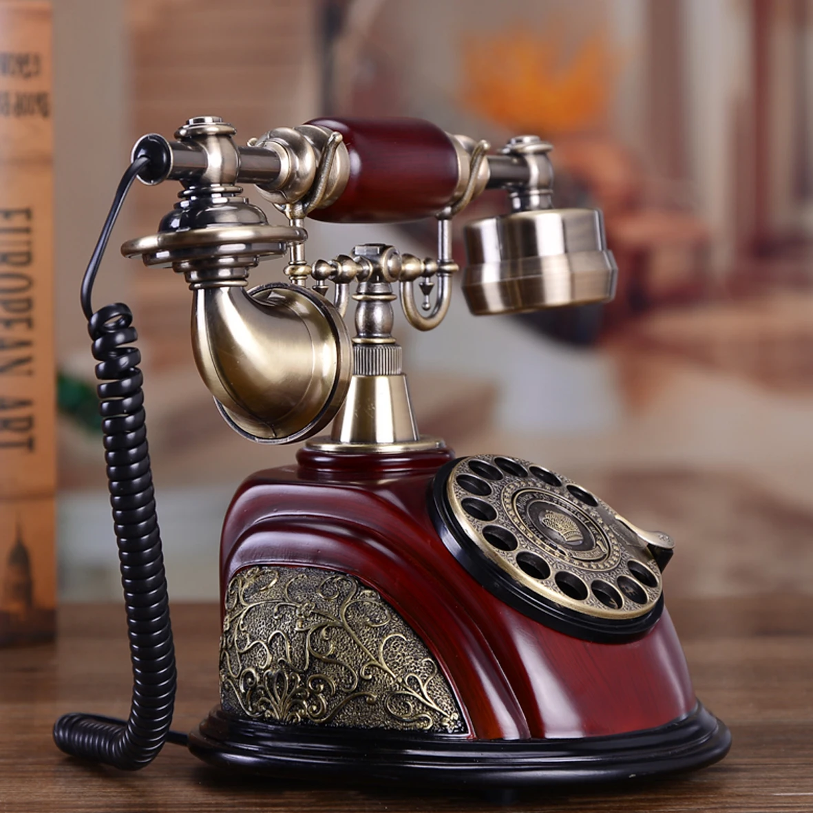 Top Selling Classic Wooden Vintage Phone For Home Antique Telephone