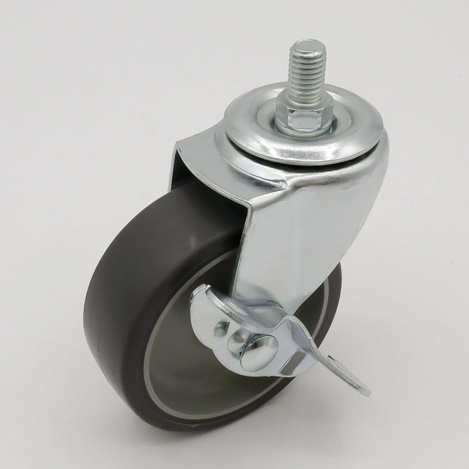 Tpr Industrial Casters With Brake 3 Inch Swivel Thread Stem Recliners