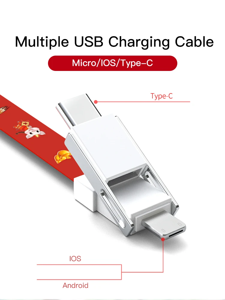 2019 Hot Sale Multifunction Nylon 3 in 1 Lanyard Charging Cable for Mobile Phone - ANKUX.COM