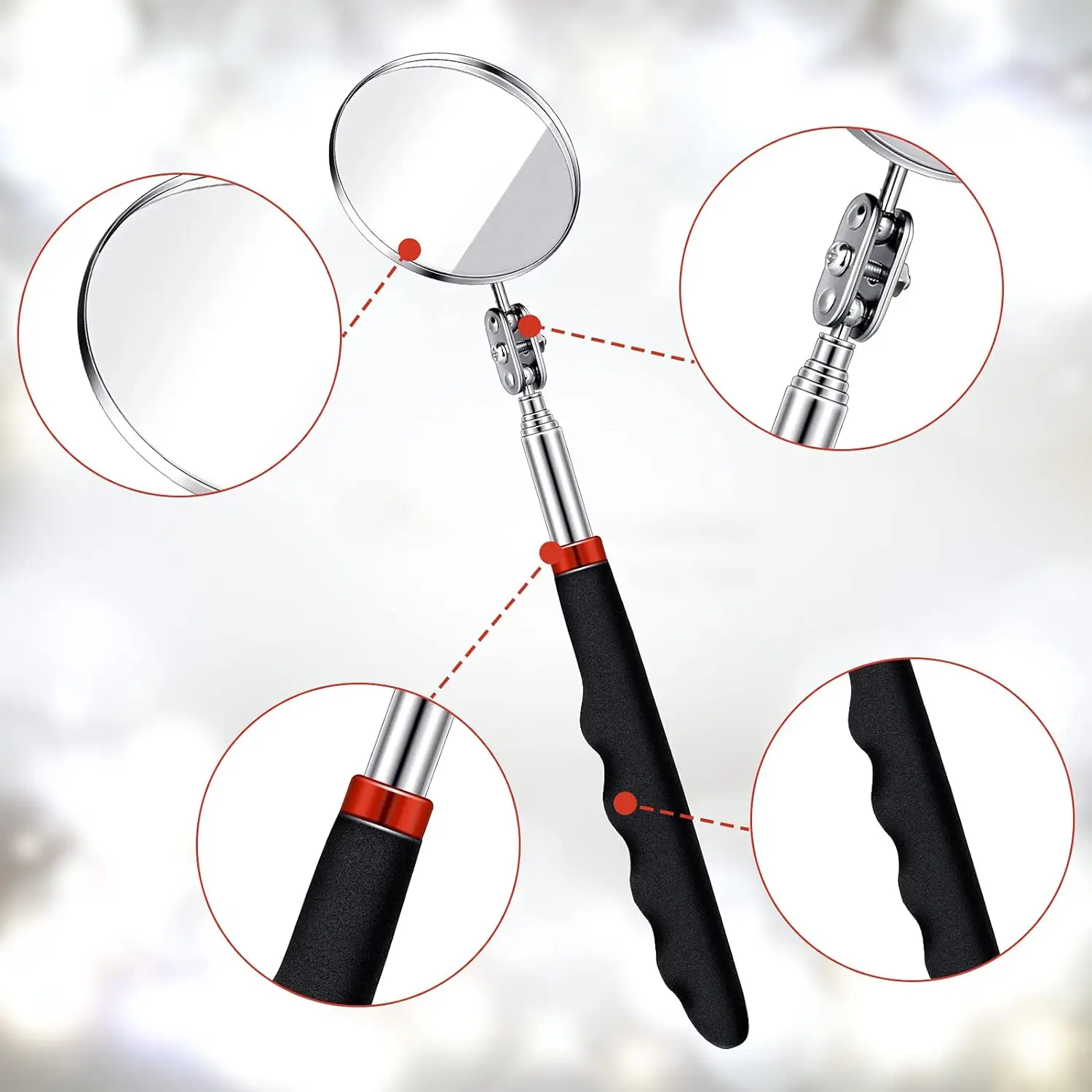 6pc Telescopic Pick Up Tool Set Telescoping Inspection Mirror