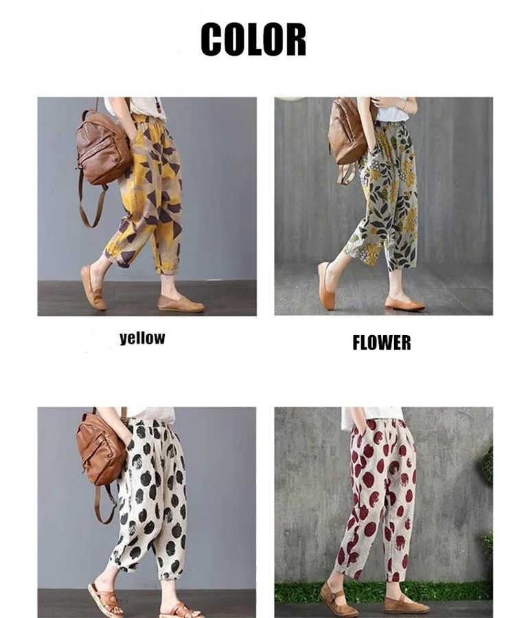 Pantalones De Algodón Estampados Para Mujer,Pantalón Fino,De Lino Y Algodón,Talla  Grande - Buy De Algodón Y Lino Impreso Harran Pantalones De Las Mujeres De  Algodón Y Lino Impreso Halones Pantalones Para Las