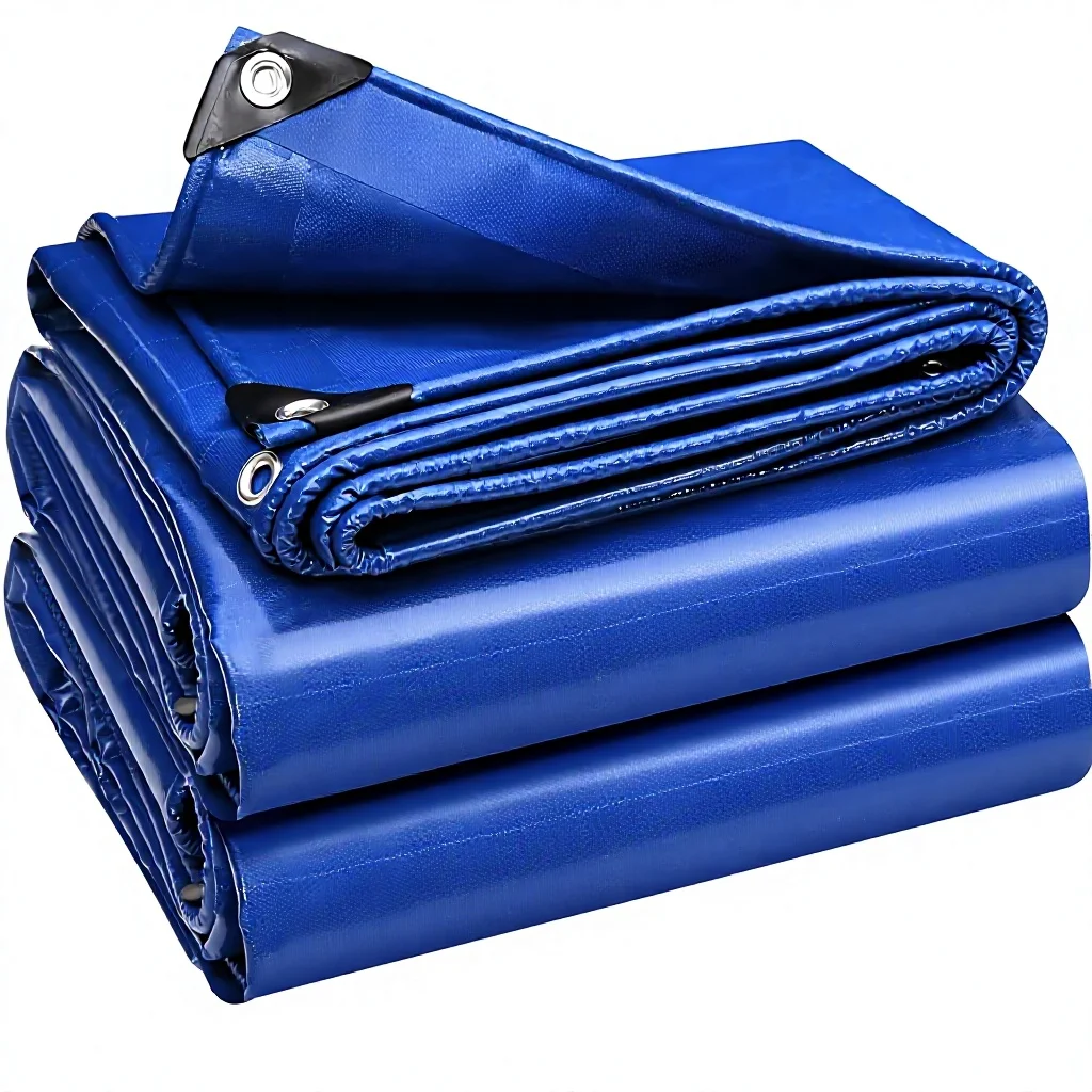 product heavy duty pvc coated canvas tarpaulin 10x12 ft waterproof outdoor tarp with grommets for truck boat roof tent construction-2