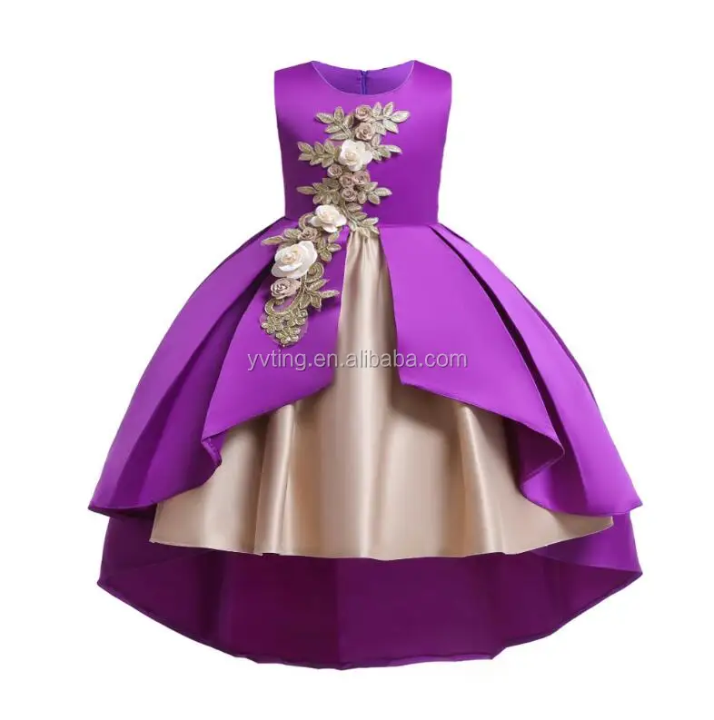 Floral Embroidery Sleeveless Princess Party Dress Girl Multicolor Princess Dress