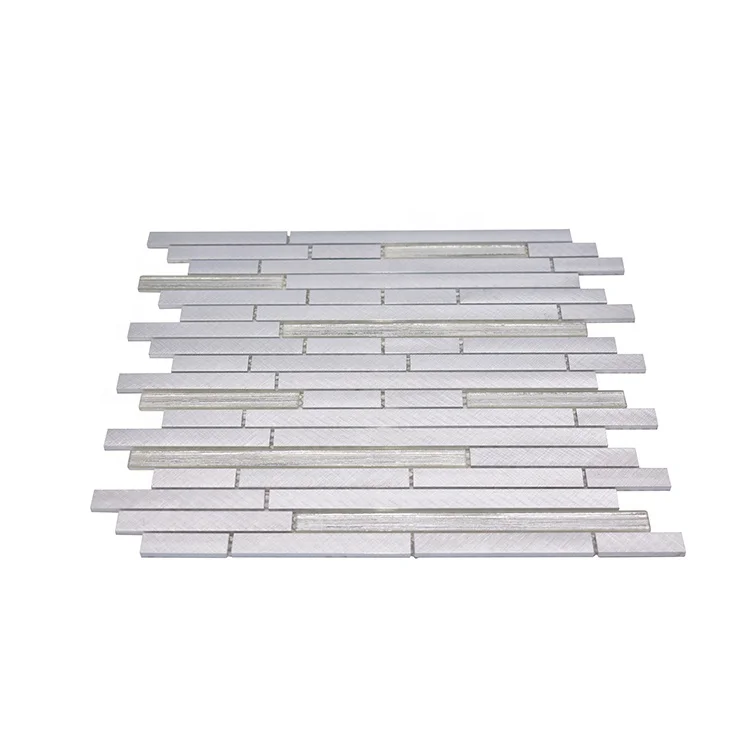 Moonight High Quality Silver Metal Mixed Glass strip Mosaic For Wall