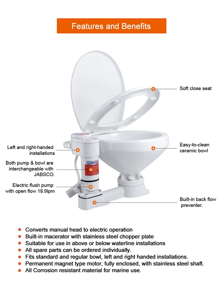 Seaflo Regular Size Electric Marine Toilet Conversion Kit Pump For Boat