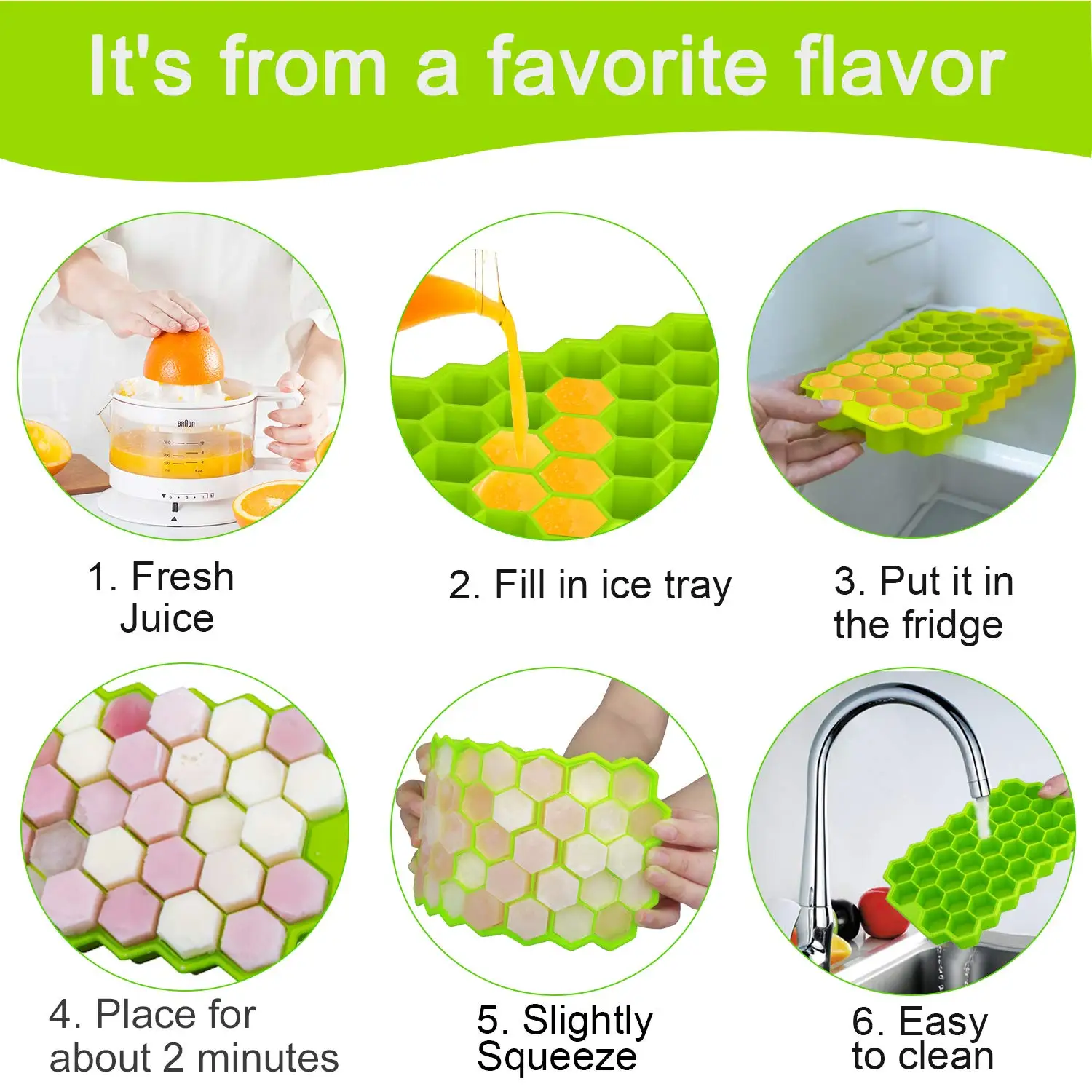 BPA Free Stackable Safe Ice Cube Mold Eco-friendly Silicone Easy Release and Ice Cube Trays