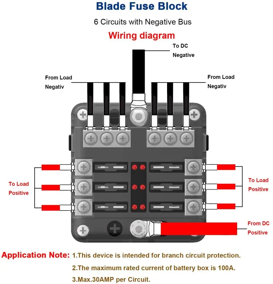 6 Way Fuse Box Holder,Dc 12v 32v 100amp Blade Fuse Box Holder With