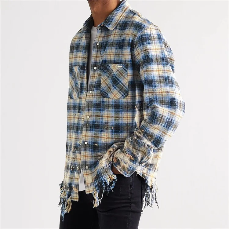 Ripped flannel shirt mens Outlet