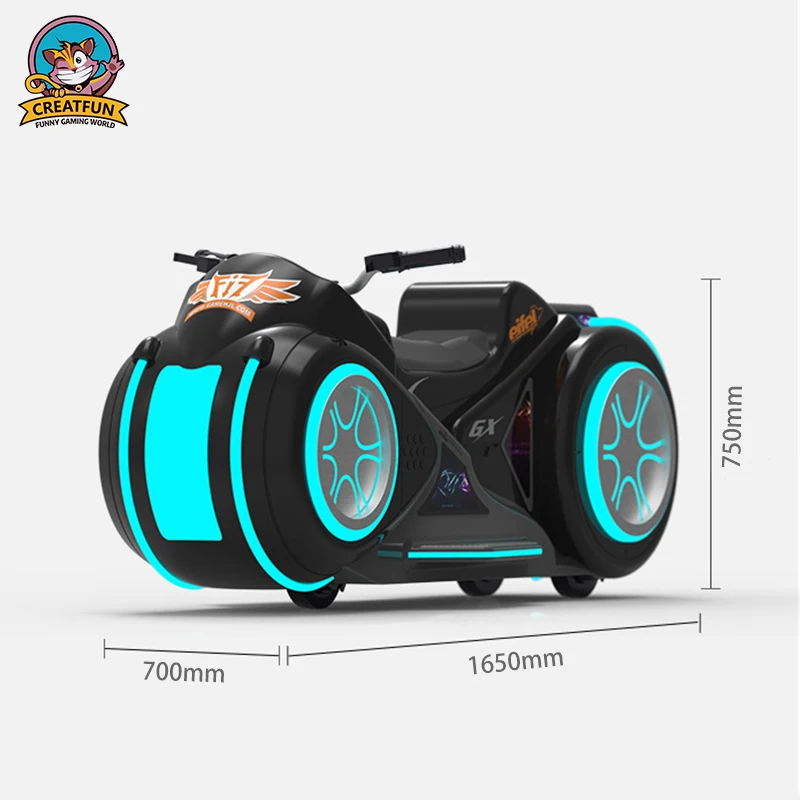 Battery operated amusement park equipment kids rides motorcycle led colorful light motorbike for kids
