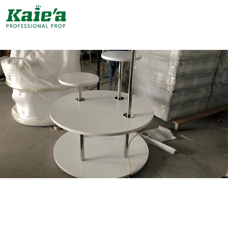 White Modern Retail Round Tiered Display Showcase Table For Boutique ...