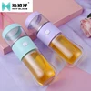 wholesale Tea separation 400ml round clear water glass bottle with Silicone glass drinking bottle
