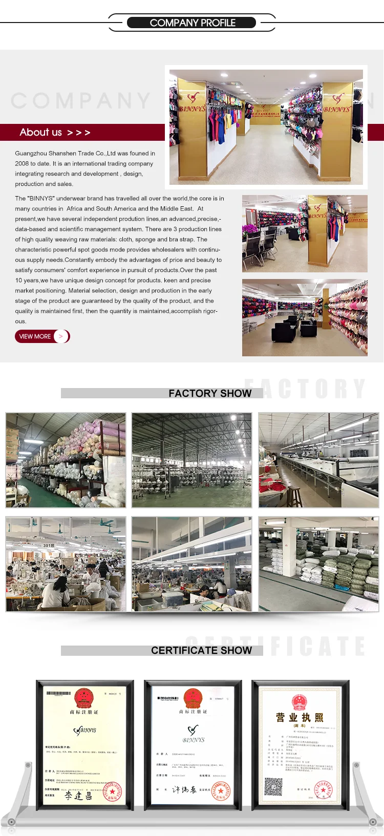 BINNYS Guangzhou spandex wholesale comfortable 40b push up padded cotton bra