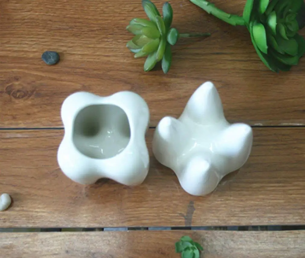 Housoutil Dent Décoration Pot Blanc Dents en Forme en Céramique Succulentes Pot De Fleur Stylo Crayon Brosse À Dents Titulaire Pot pour La Maison Bureau Bureau 