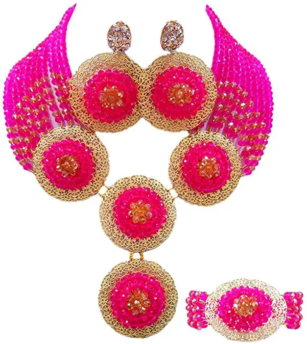 African Beads Jewelry Set 2019 Nigerian Wedding Necklace And Earrings For Women