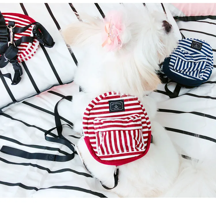 Cute Pet Puppy Dog Harness Bag Lead Set Saddle Backpack Dog Travel Food