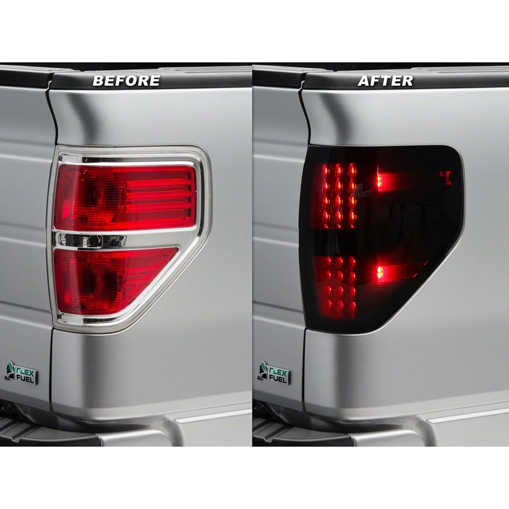 Use For 2009-14 Ford F150 F-150 Pickup LED Tail Light Rear Brake Lamps Left+Right Black Housing