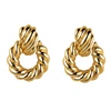 Women 18K Gold Plated Stainless Steel Chunky Hoop Earrings, Fashion Statement Twisted Earrings
