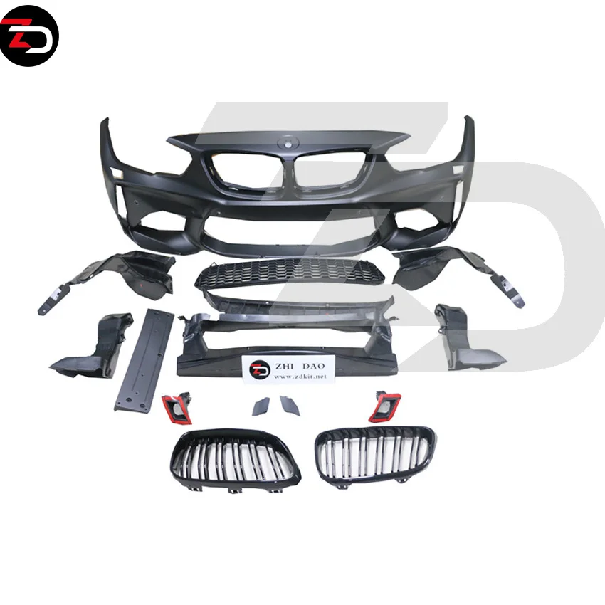 NPautomotive BMW 1 Series F20 F21 LCI Front Bumper Grille Set - Tricolor M Style, Black