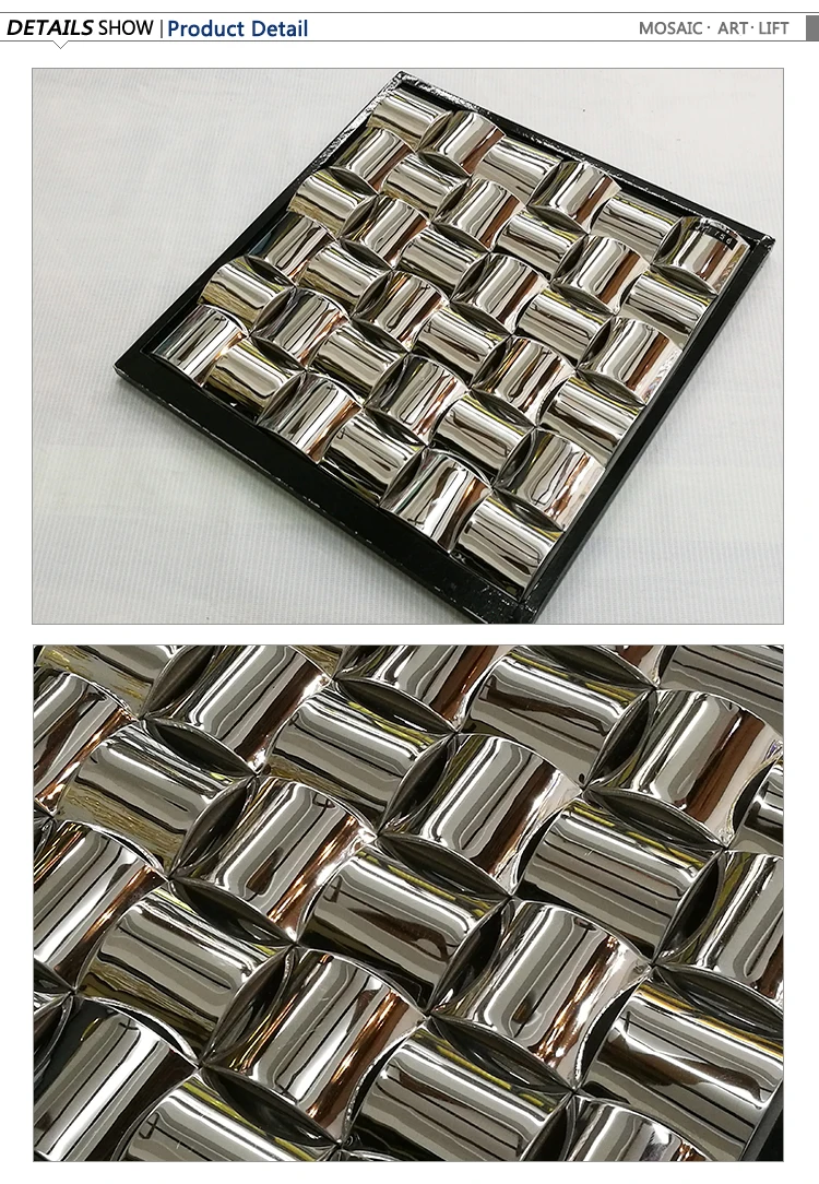 China factory price 304 silver stainless steel mosaic tiles 3D metal mosaic tile for wall decor