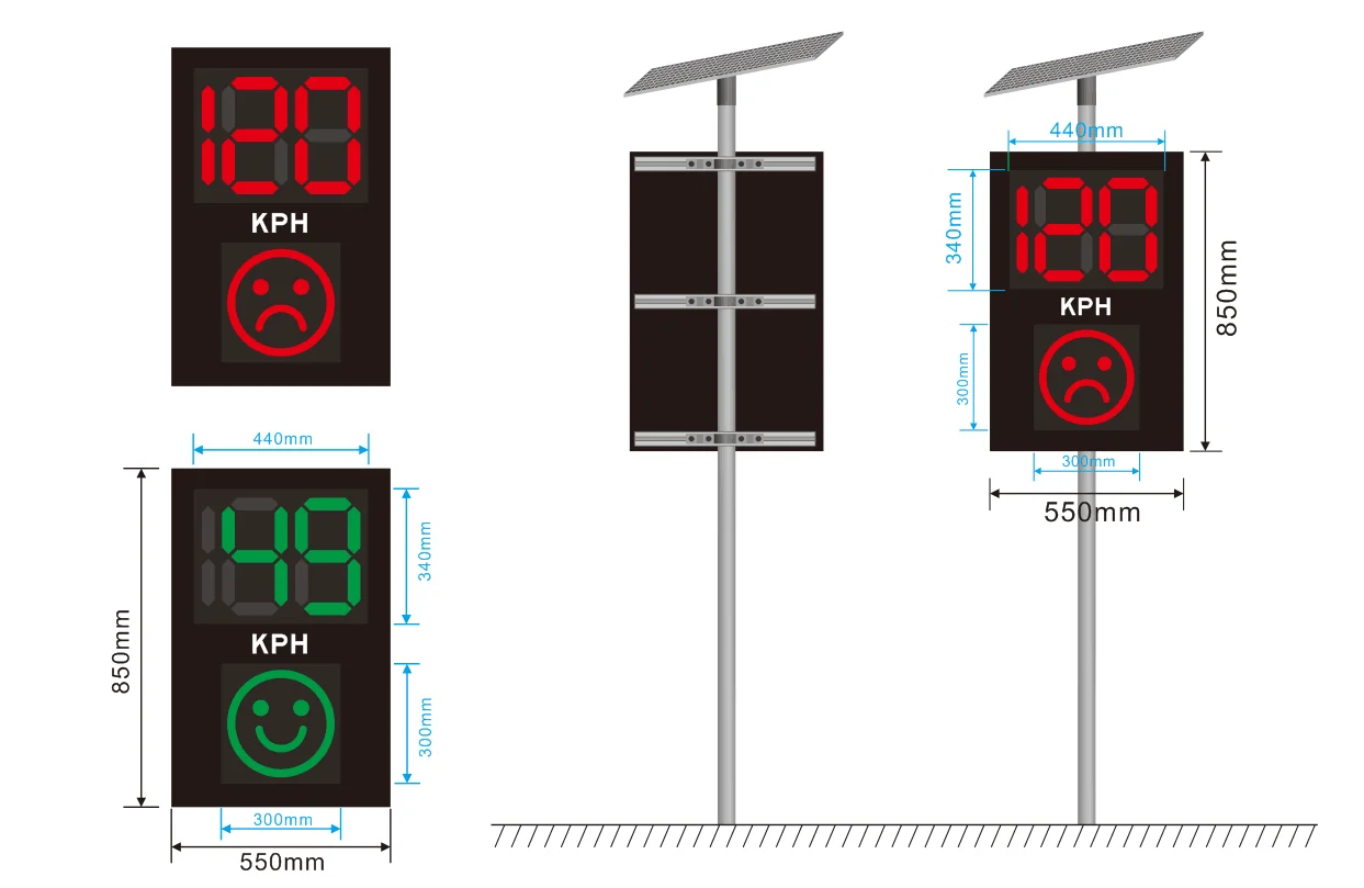 Oem Outdoor Led Speed Display Sign Mobile Solar Radar Detector Road