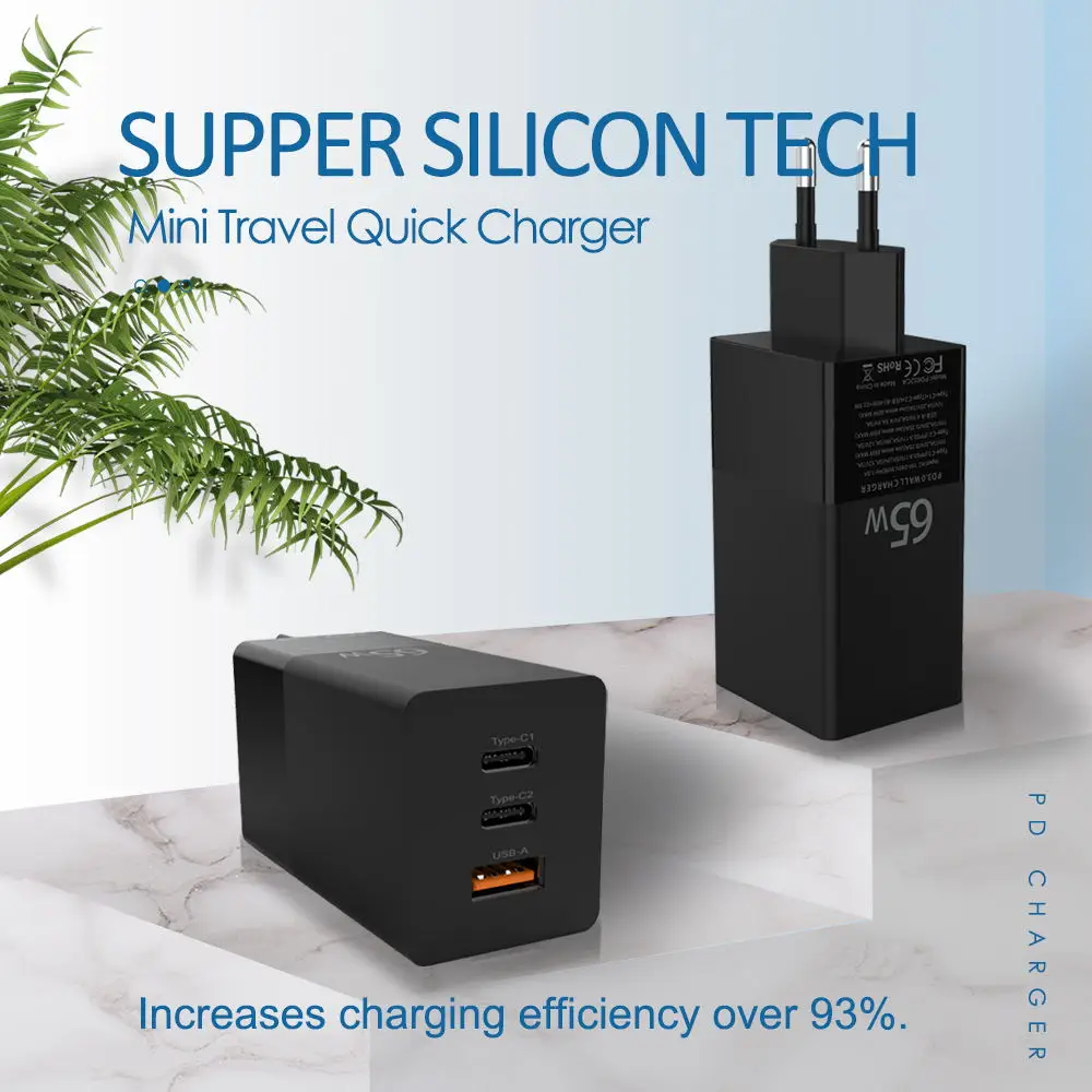 65W Supports QC4.0 PD3.0 Protocol Multifunction Laptop Chargers Fast Charging for Apple Macbook Pro iPhone 13 12 Samsung factory