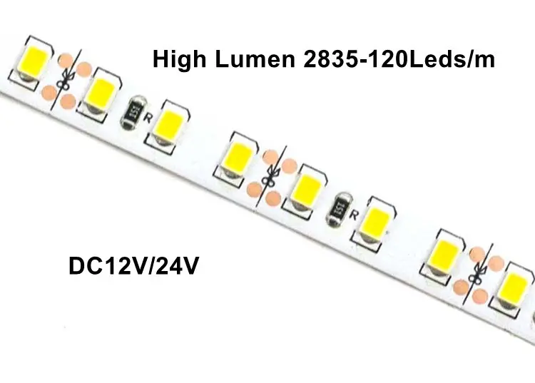 High Lumen CRI80 DC 12V/24V LED Strip Light 120leds/m 2835 Flexible Led Strip