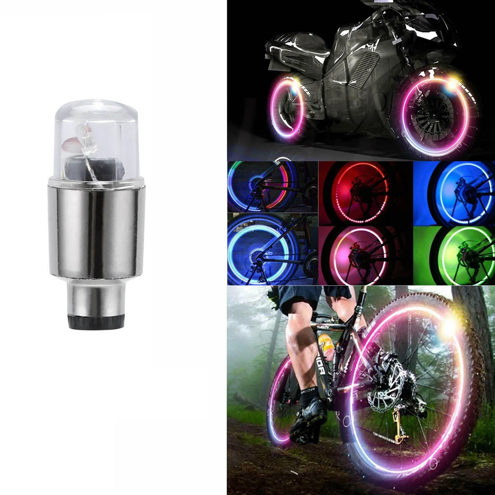 Car Valve Stems Accessories 4 Color Red Blue Green Lamp LED Car Bike Wheel Tire Tyre Valve Dust Spoke Flash Lights