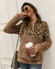 Wholesale Monogrammed Leopard Women's Solid 1/4 Zip Fleece Sherpa Pullover Hoodie