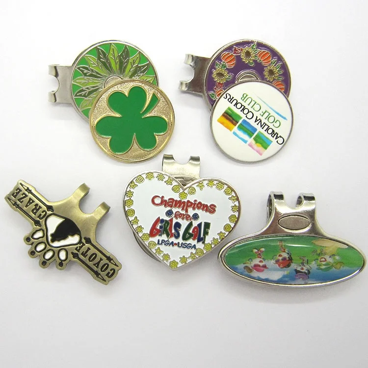 Promotional Items cheap custom blank engraved metal golf cap clip ball marker