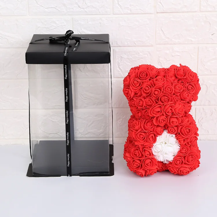 25cm Foam Rose Bear With Heart Handmade Pe/foam Bear For Christmas Gift ...