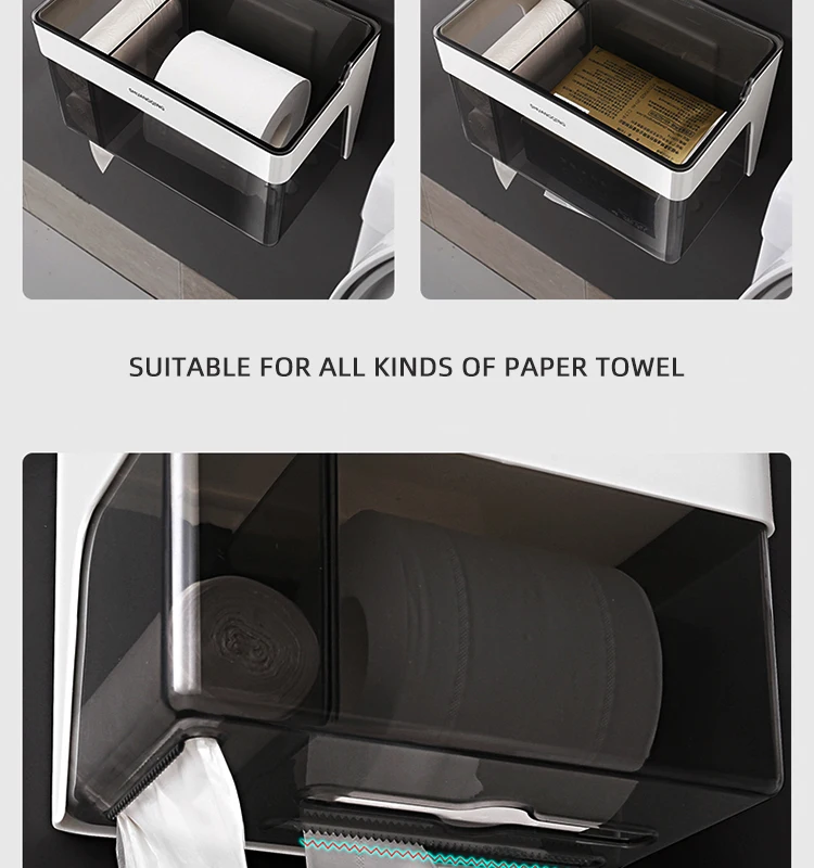 Bathroom accessories wall mounted plastic toilet paper holder roll holder multi-functional storage box
