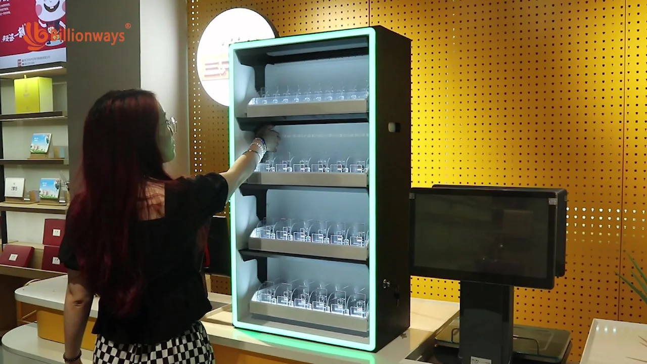 Custom 3 Slot Linked Structure Door Cigarette Display Case Abs Plastic Led  Tobacco Cabinet for Tobacco Shop