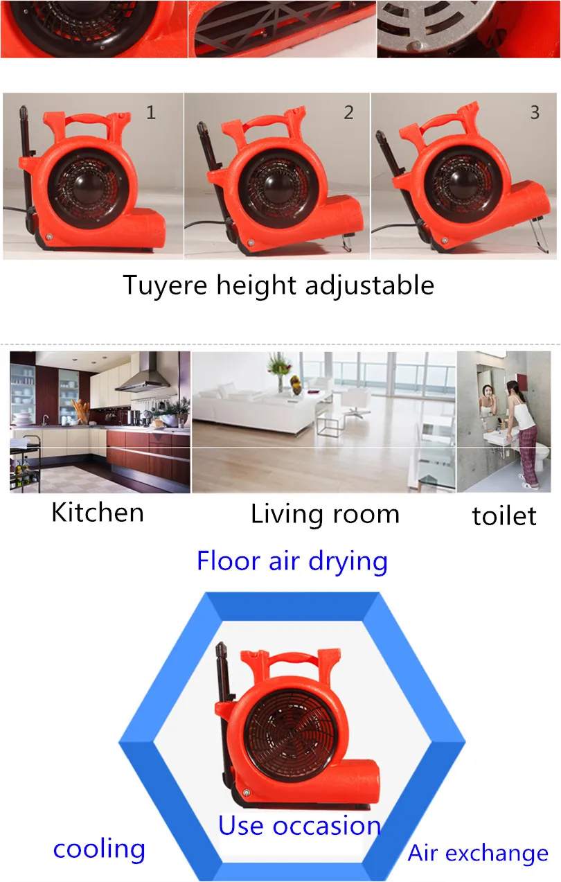 Portable 3-speeds mini Air Mover blower equipment carpet clean/drying floor air blower for water/flood damage restoration